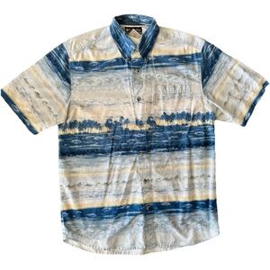 Columbia sportswear men’s all cotton fly fishing print casual button down medium